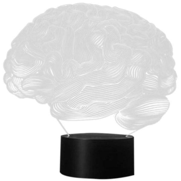 Kryc Hjerneform 3D Illusjonslampe 7 Farge Trykknapp Akryl Bordlampe