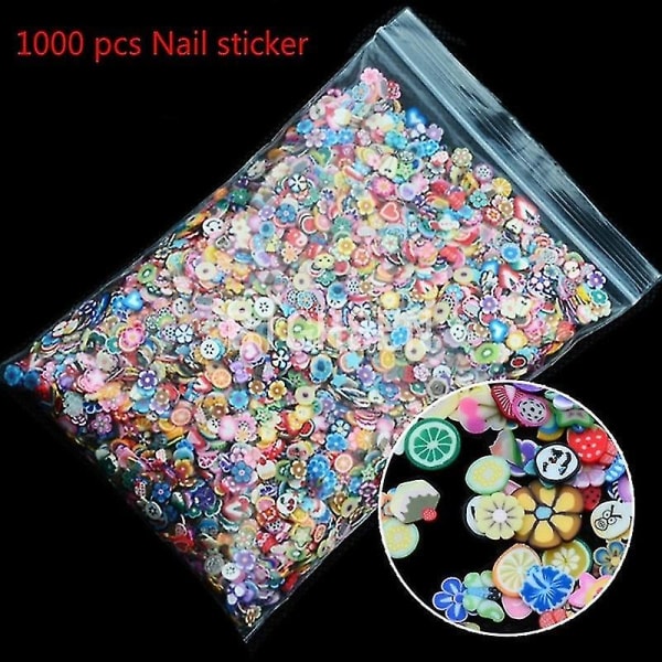 1000 stk 3d-fruktdyr Slice Clay Diy Nail Art Tips Klistremerkedekorasjon