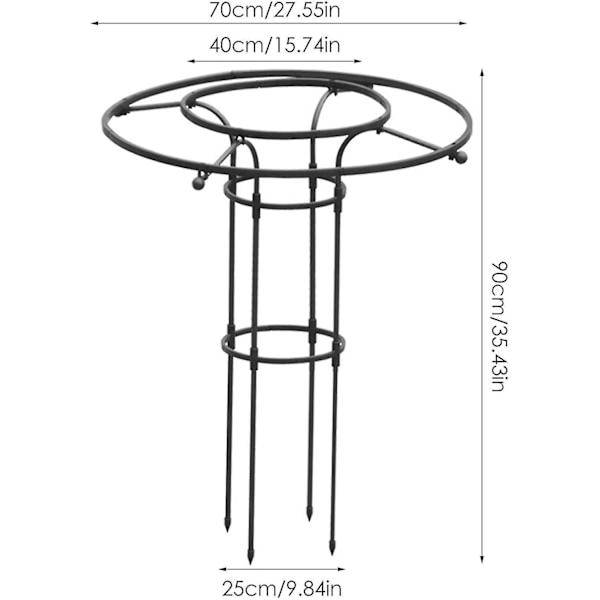 Vertikalt Trädgårdsstöd i Metall, Metallparaply Högt Växtstöd, Växtstöd för Klätterväxter och Blomsterställ, Ingen Montering Krävs
