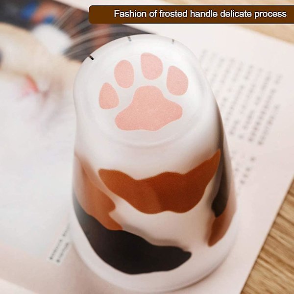 Kattass Kopp Kattklokopp Mjölkglas Frostat Glas Kopp Söt Kattfot Klotryck Mugg Kattass