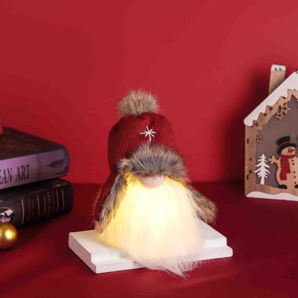 Jul Heminredning Ansiktslös docka med lampa Rudolph The Dwarf Plysch Docka Ornament Presenter Lysande juldekorationer