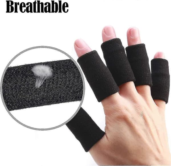 10 stk. fingerærmer, tommelfingerskinne til fingerstøtte, triggerfinger Black