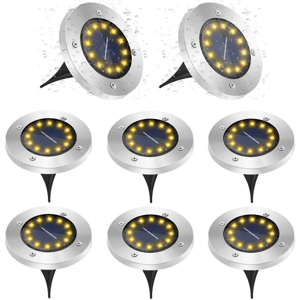 Solcelle Gulvlamper, 12 Led Solcellelamper For Utendørs Bruk, Hagelamper 6000 K, Ip65 Vanntett, Varm Hvit (8 stk)