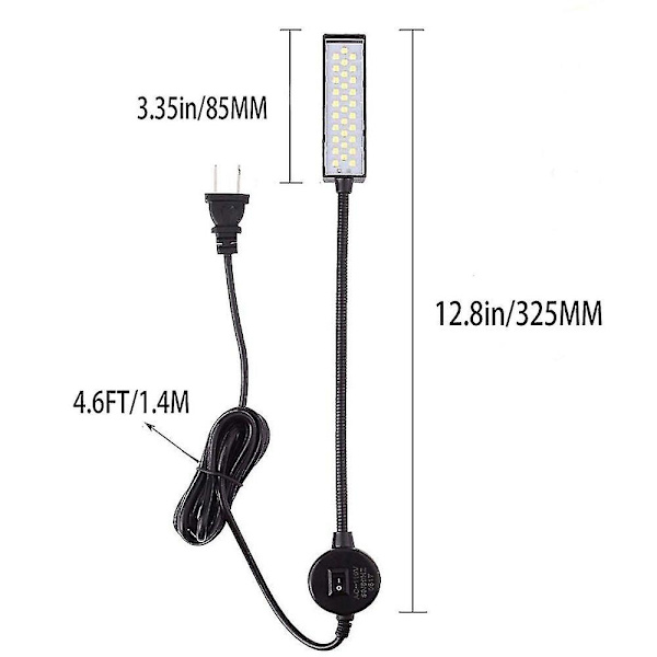 30 LED symaskinlys Sybelysning for arbeidsbenk dreiebenk boremaskin fleksibel svanehalsarm