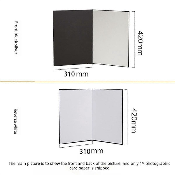 A3 Sammenleggbar Bærbar Fotograferingskartong Fortykket Versjon av Fyllplate Bakgrunnsfotograferingstilbehør, A WhiteBlackSilve