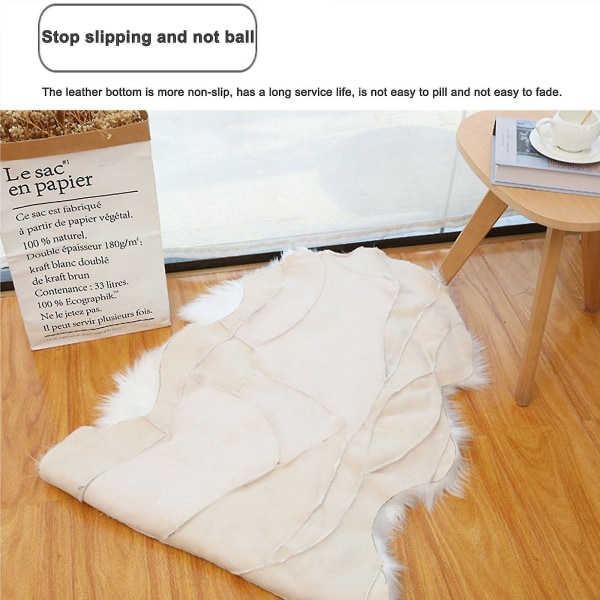 Klassisk Myk Falsk Sauefellsteppe Hvit Fluffy Områdeteppe Shag Teppe Tepper For Soverom Stue-hao