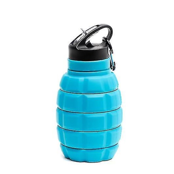 Hopfällbar resevattenflaska Återanvändbar Bpa-fri silikon Vikbara vattenflaskor för gymcamping Vandring Bärbar läcksäker vattenklippt blå
