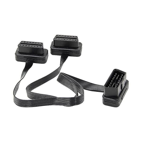 Obdii Extension Dual Connector Y Splitter Obd Obd2 16pin han-til-hun-forbindelse flad+tynd til black