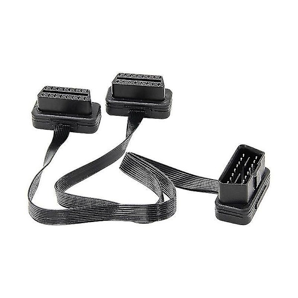 Obdii Extension Dual Connector Y Splitter Obd Obd2 16pin hane till hona anslutning platt+tunn för black
