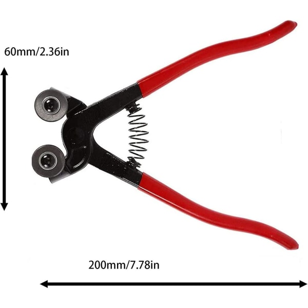 Flisetang, glasskuttertang, flisklipper, for keramikk, andre diverse materialer, kuttede glassfliser (rød)
