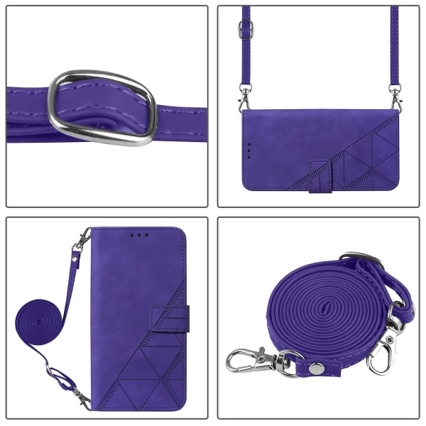 For Nokia C31 4G Lines Leather Business Phone Cover Anti-slipp lommebokstativ Flip Case Purple