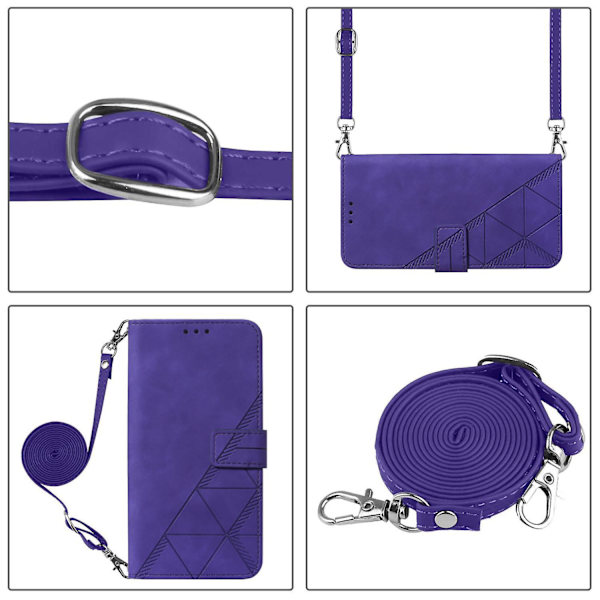 Til Nokia C31 4G Linjer Læder Business Telefon Cover Anti-drop Wallet Stand Flip Case Purple