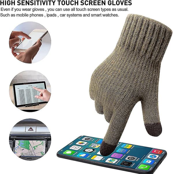 Varme strikkede vinterhandsker - Touchscreen-handsker termiske handsker med blødt for