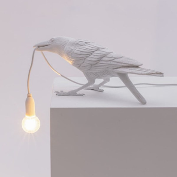 Seletti Bird Modern Italiensk Vägglampa Svart Vit Resin L white sitting