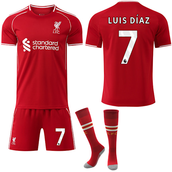 2025-2026 Liverpool Hemmatröja Set Barn Vuxen Fotbollsutrustning No.7 LUIS DIAZ No.7 LUIS DIAZ L