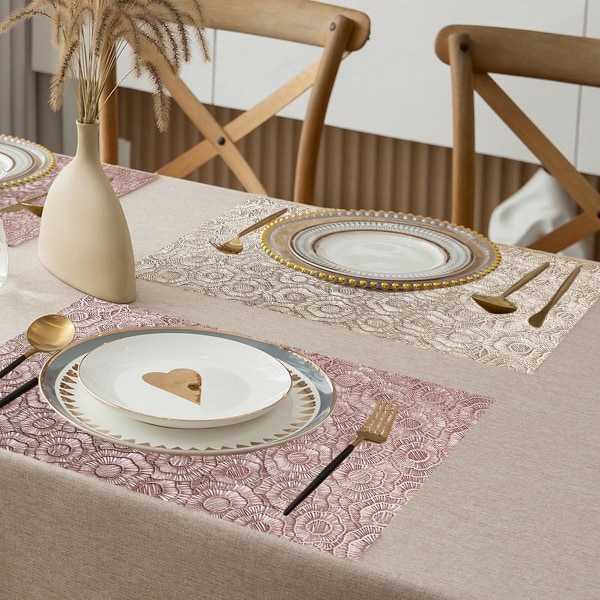 Spisebord dekkeunderlag Varmebestandig anti-skli bordmatte Kreativt mønster dekkeunderlag for hjemmerestaurant Rose Gold