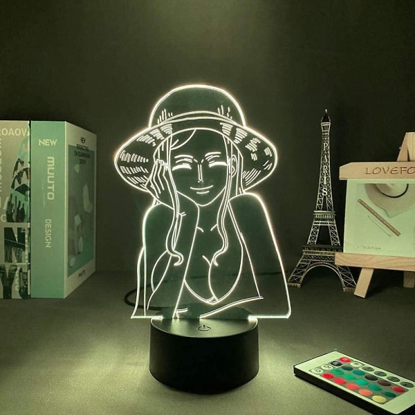 Shxx 3d Illusion Lampe Natlys One Piece Nico Robin Anime 3d Lampe Til Børn Soveværelsesindretning One Piece Nico Robin Led Natlys Jul Fødselsdag Gi