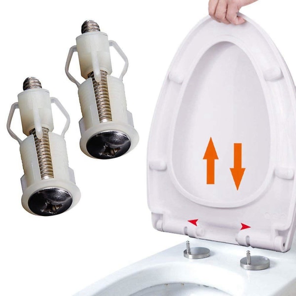 2 sæt toiletsæde hængsler Skruer Wc hul fiksering Universal ekspanderende gummiskrue Topmøtrikker Blindhul