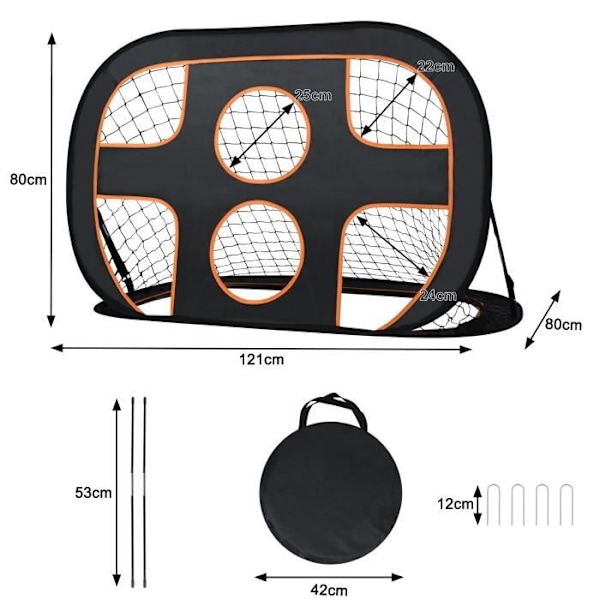 LZQ 2 i 1 Fotballmål Foldbare Fotballmål Popup Fotballmål Hage Fotballmål for Barn, 121x80x80 cm