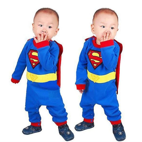 3-24 månader Baby Superhero Romper Kort/långärmad Jumpsuit kostym Superman C 3-6 Months