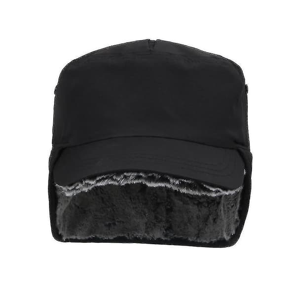 Vintervarm lue med øreklaffer og topplue-basecap, vanntett, unisex Dark Gray