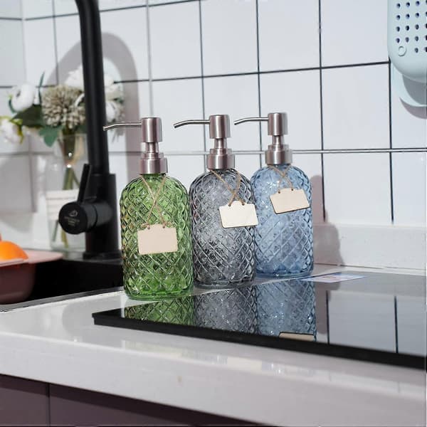 Sæbedispenser med 304 rustbestandig rustfri stålpumpe, genopfyldelig flydende glassæbedispenser, (grøn)