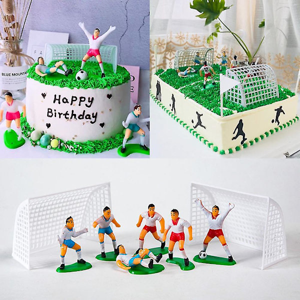 Mini Fodboldspiller Figurer Fodboldmål Model Jernbane Landskabsdekoration
