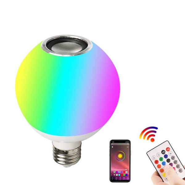 E27 Fargerik dimbar LED-pære Trådløs Bluetooth-høyttaler Musikk Smart App-fjernkontroll A01