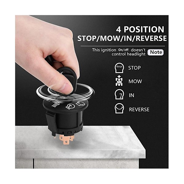 Tenningsbryter 4 posisjoner med nøkkel for gressklipper traktor 193350 532193350 Black