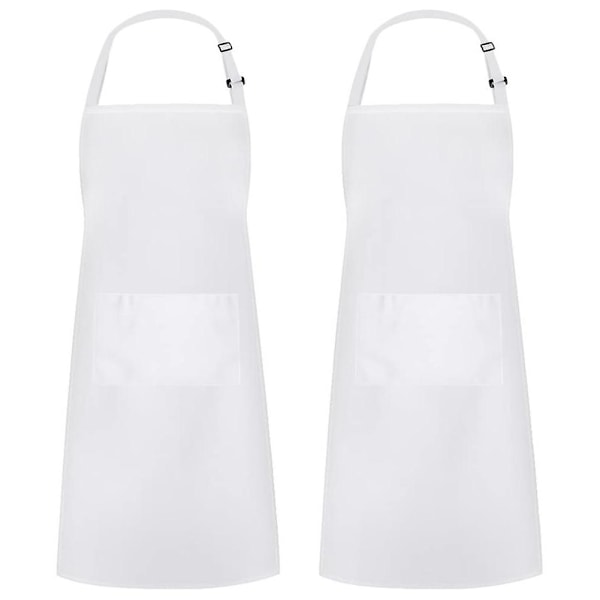 2 Pack Kitchen Adjustable Bib Apron 100% Polyester with 2 Pockets Cooking Kitchen Aprons for Men an