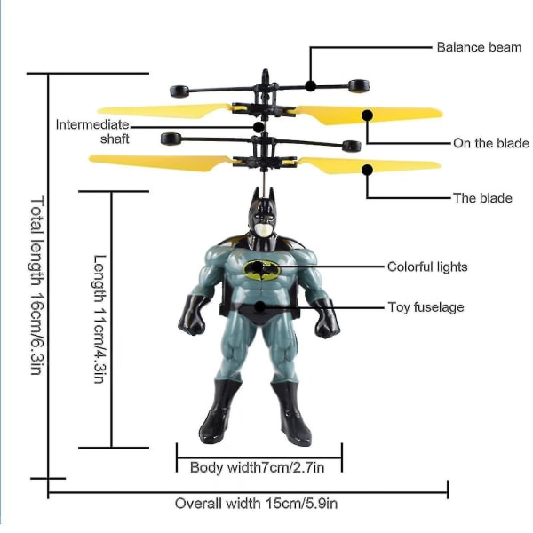 6,3 tuuman induktiolentävä kone Induktiolentävä lelu Batman