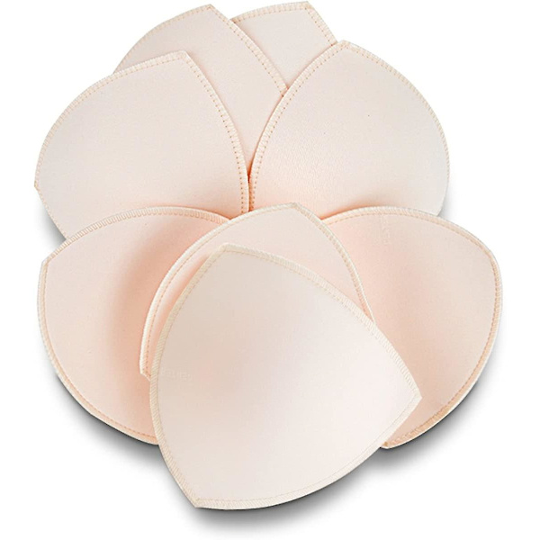 Rintaliivinsisäkkeet 4 paria, ommeltu irrotettavat urheiluliiveihin B/c,c/d & D/e kupille (beige kolmio, B/c kuppi)