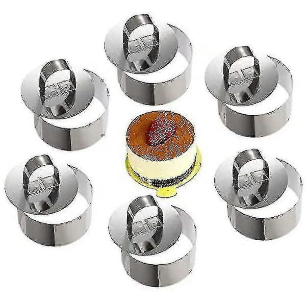 Mousse-ringe Kagering Rustfrit Stål, 8 cm Diameter, 6 stk (runde)