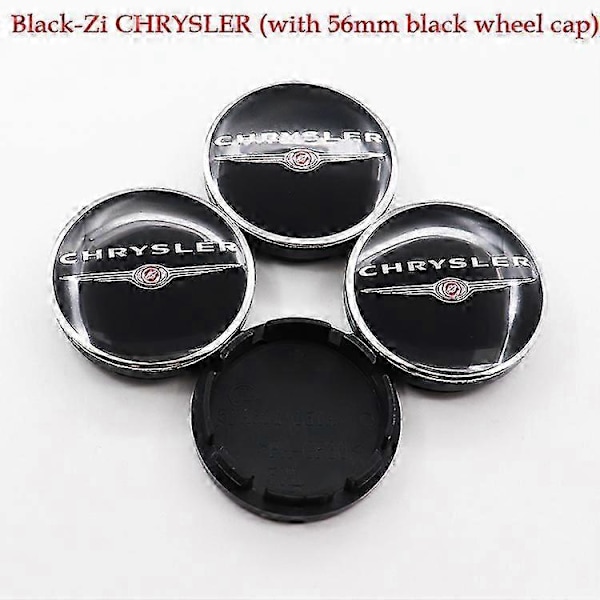 4 stk. 54mm 56mm 60mm 64mm Chrysler Bil Logo Hjul Navkapsel Felg Merke Deksel Dekal Ombygging Dekor Emblemer Klistremerke Tilbehør H 56 Black-Zi KLSL