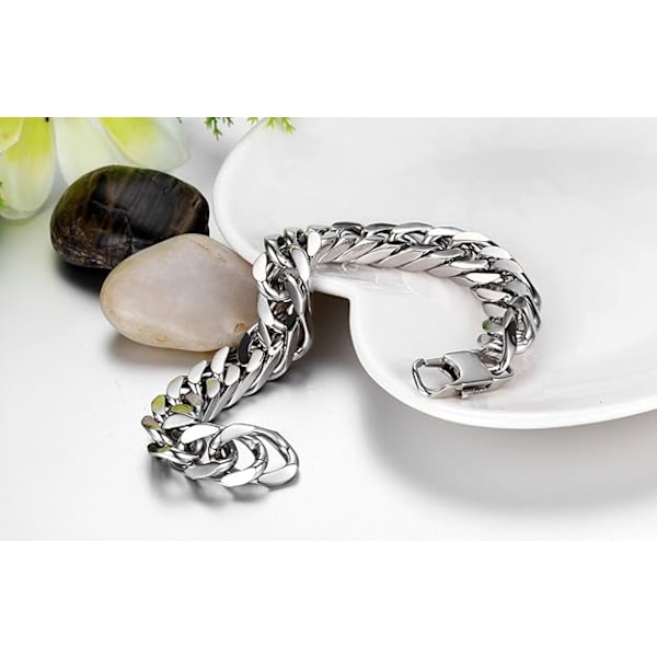 Smykke Armbånd Bangel Mann Kvinne Langsgående Rustfritt Stål 8 Tommer Bred Julegave