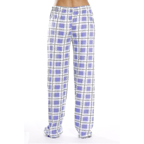 Dames Pyjamasbukser med Lommer, Bløde Flanel Check Pyjamasbukser til Kvinder purple M