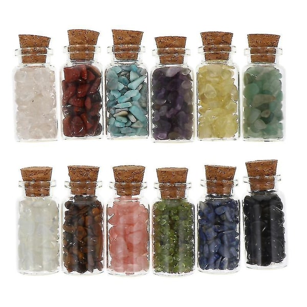 12 stk krystalsten glasflasker skrivebordsdekorationer (assorteret farve)