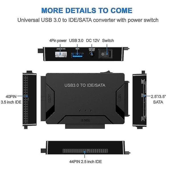 Zilkee Ultra Recovery Converter USB3.0 til SATA/IDE Harddisk Kabel Disk Adapter EU-stik - Perfekt