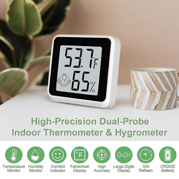 Innendørs luftfuktighetsmåler Hygrometer 4 pakke, Romtermometer for romtemperaturmonitor, digitalt hygrometer