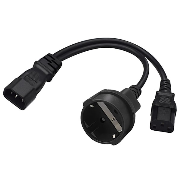Y-splitter Adapter Line Iec320 C14 stik han til C13+eu4,8 mm hun strømledning
