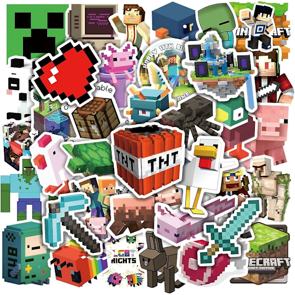 Klistermärken för Minecraft Kalas Tillbehör Barn Tonåringar Pojkar Kalasgåvor Leksaker Vattenflaska Klistermärken Vinyl Vattentäta Laptop Klistermärken B