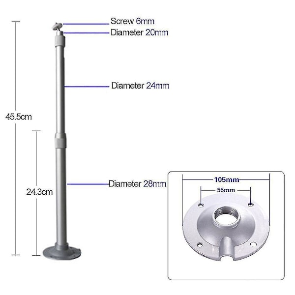 Universaali 20-40cm Projektorin Katto-seinäteline Alumiinikiinnike 15kg Kantavuus