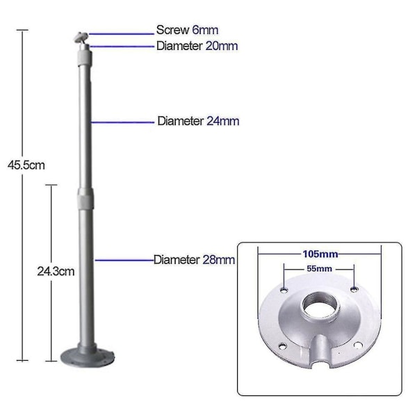 Universal 20-40 cm projektor tak veggfeste aluminium brakett 15 kg kapasitet