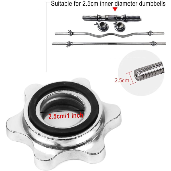 Hantel Spinlock Krage Skruv Hantel Vikt Stång Skruvklämmor Hantel Spinlock Kragar Hantel Anti-slip Spinlock Kragar Hantel Sexkantmutter 2.5cm Insid