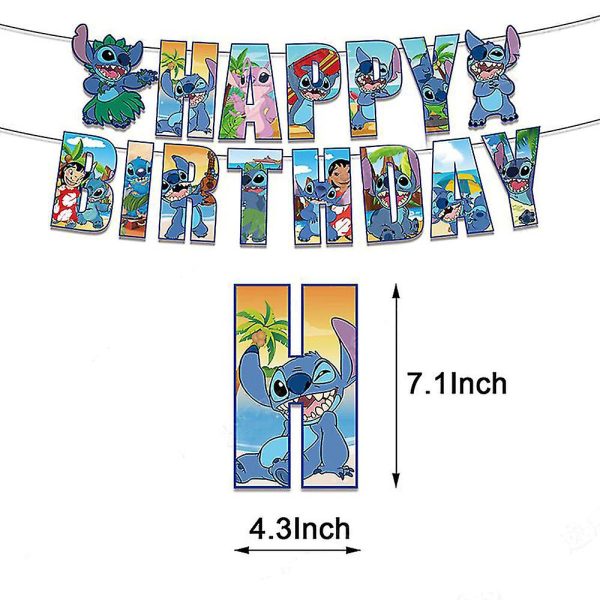 Stitch Theme Party Dekoration Supplies Banner Balloner Kage Toppers Sæt Gaver