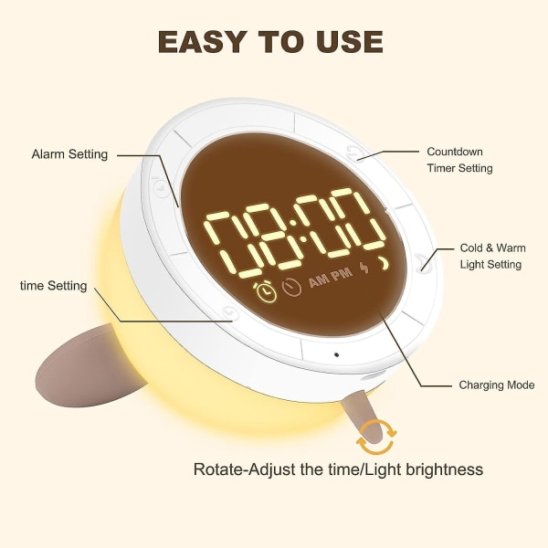 Väckarklocka Barn Digital, Barn Väckarklocka Med Nattlampa Snooze Timer Funktion Söt Väckningslampa Väckarklocka För Barn Sovrum Pojkar Flickor Vuxna