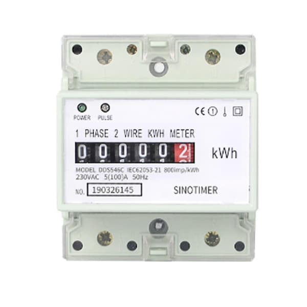 Elektrisk enfaset to-lednings AC 220V 100A energimåler KWh teller forbruk Analog strøm