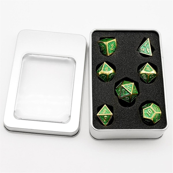 7 kpl Metalliset Noppaa, Raskaat Kiinteät Sinkkiseos Polyhedron Noppasetti Dungeons and Dragons Pöytäpelille