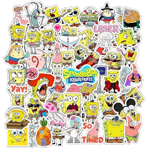 50 kpl Piirrettyjä Sienen Tarroja Spongebob Tarroja Teini-ikäisille Lapsille Aikuisten Vedenkestäviä Tarroja Kannettaville Tietokoneille Vedenpulloille Pyörille Matkatavaralle Rullalaudoille Puskuriin