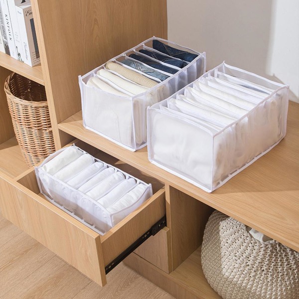 Vikbart klädfack garderobsförvaring organizer 17 x 36 x 12cm (7 fack) 2-Pack